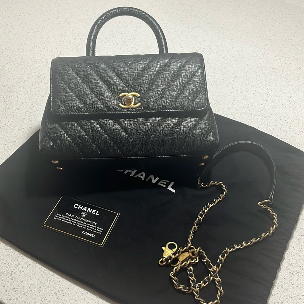Chanel coco handle chevron with gold hardware 100% authentic